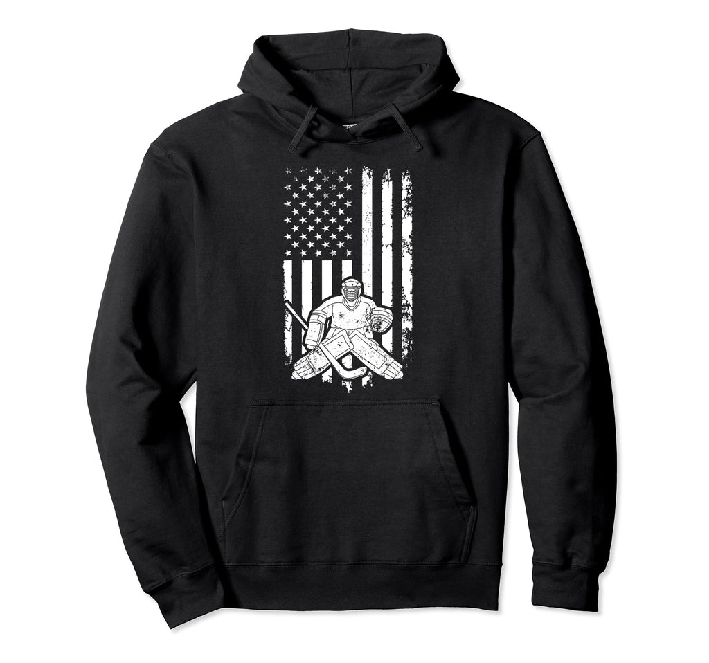 Ice Hockey Goalkeeper Us Flag Ice Hockey Hoodie - Graphic Print Unisex - T-Shirt, Sweatshirt, Hoodie