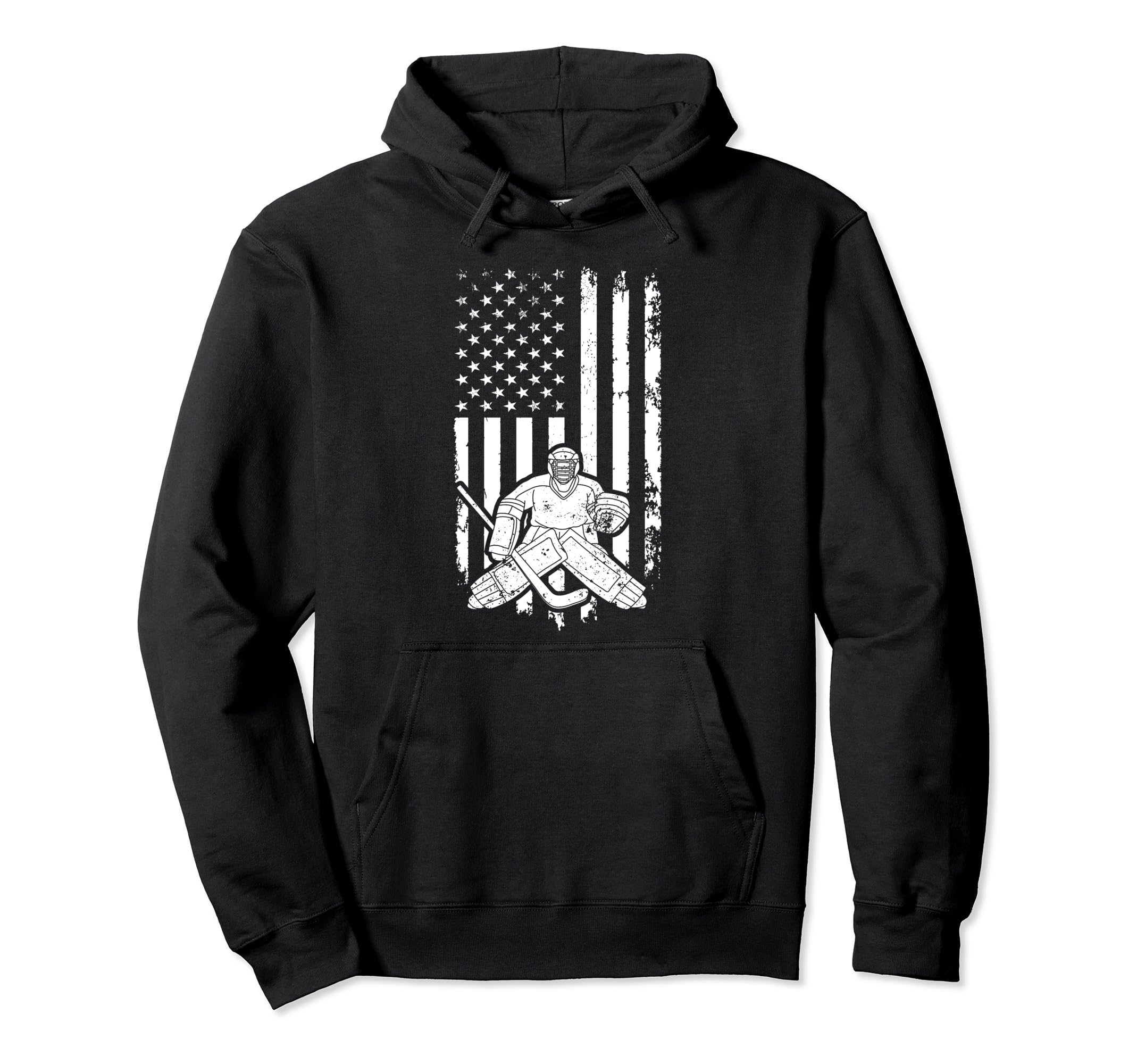 Ice Hockey Goalkeeper Us Flag Ice Hockey Hoodie - Graphic Print Unisex - T-Shirt, Sweatshirt, Hoodie