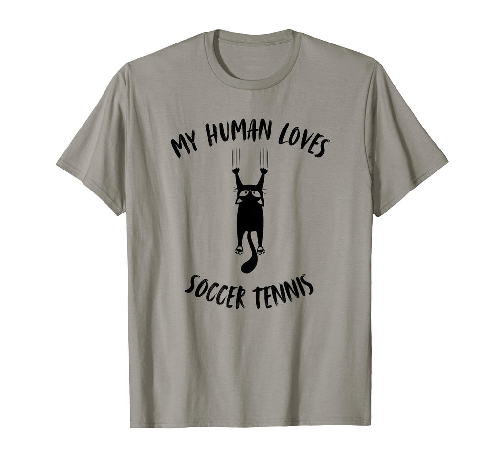 My Human Loves Soccer Tennis Cat Parent T-Shirt - Custom Art Print Unisex - T-Shirt, Sweatshirt, Hoodie