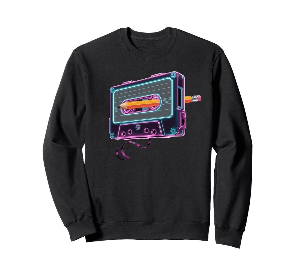 Colorful Line Art Cassette Player Sweatshirt - Graphic Print for Adults - T-Shirt, Sweatshirt, Hoodie