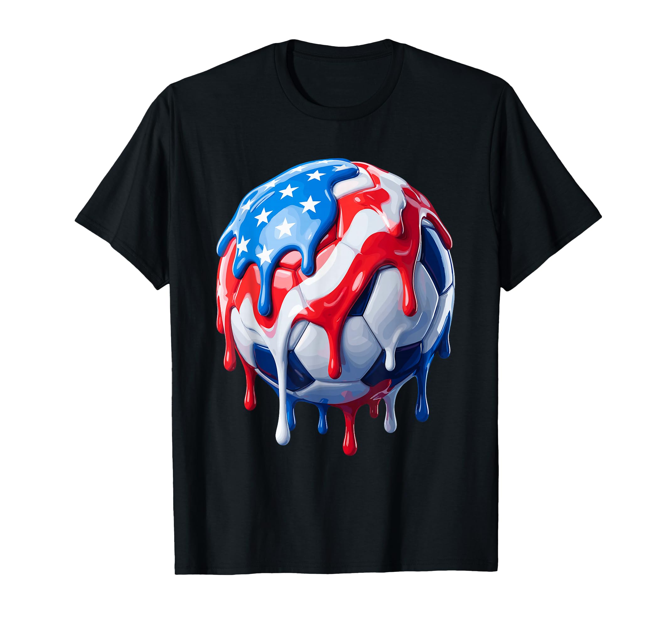 Red White And Blue Soccer Ball Ice T-Shirt - Minimalist Print Men Women - T-Shirt, Sweatshirt, Hoodie