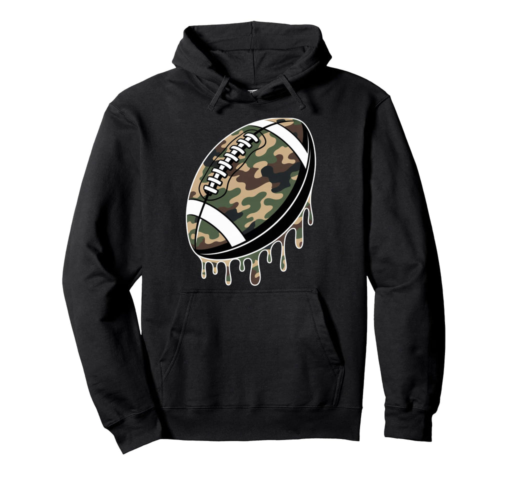 Camo American Football Drip Camouflage Hoodie - Unique Graphic Unisex - T-Shirt, Sweatshirt, Hoodie