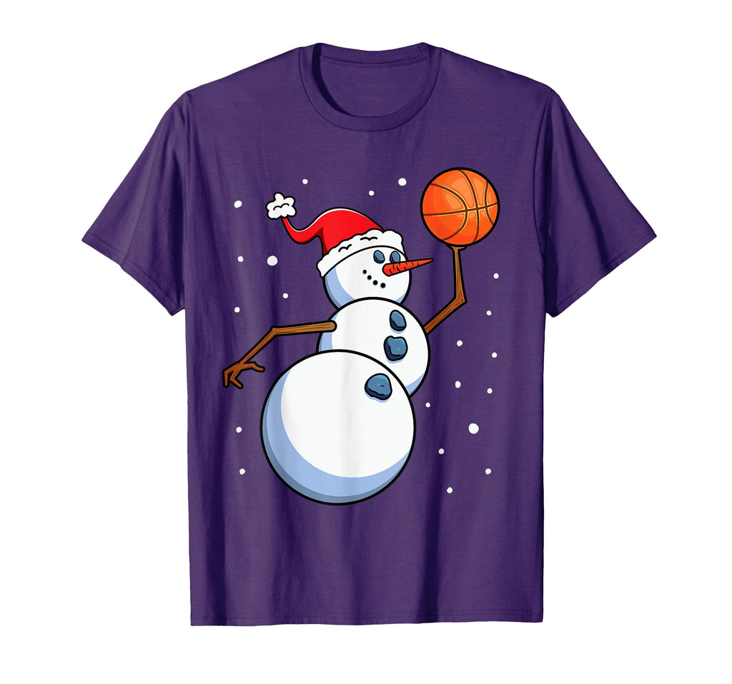Snowman Basketball Player Santa Hat T-Shirt - Fun Novelty Design Men Women - T-Shirt, Sweatshirt, Hoodie