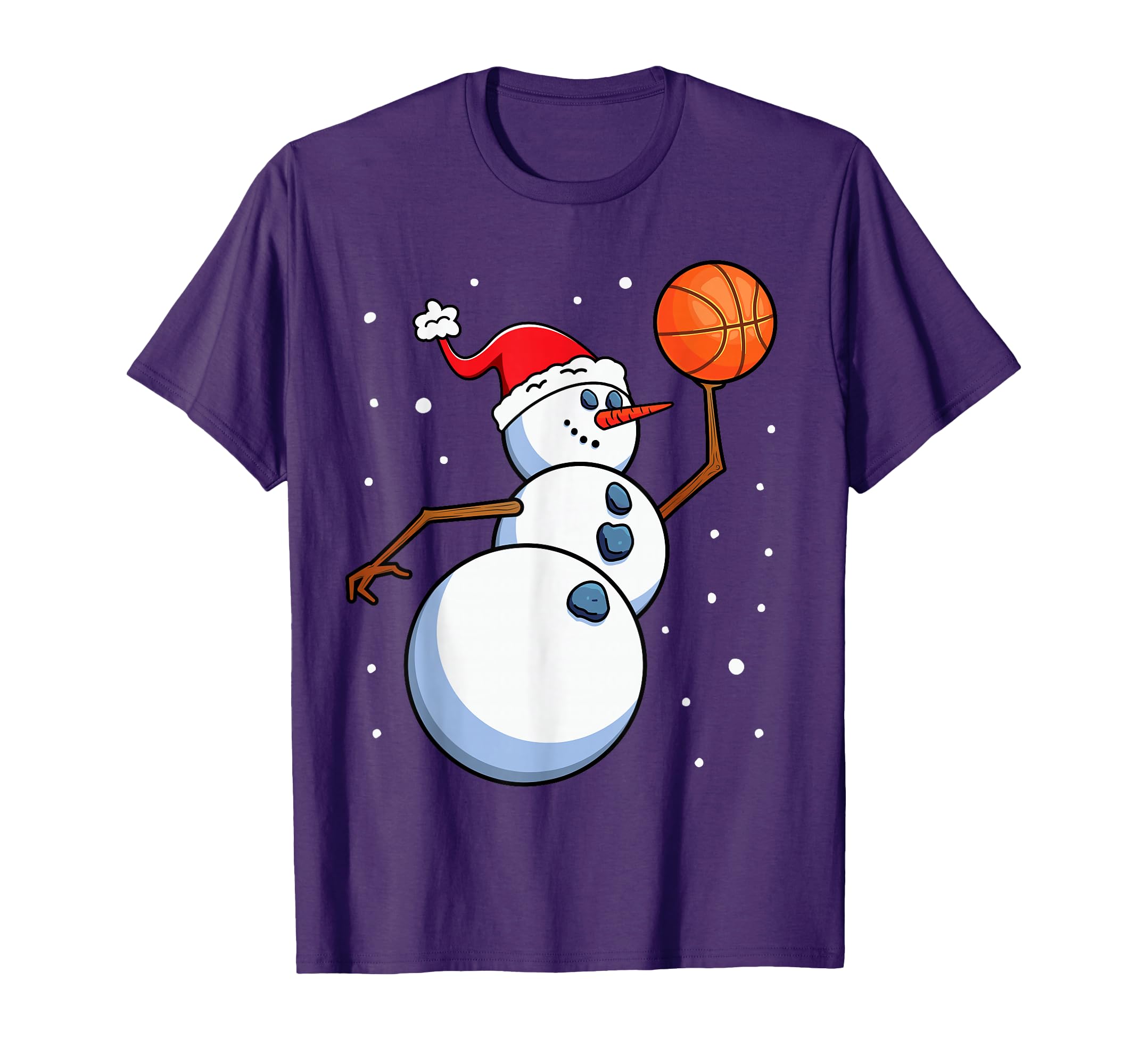 Snowman Basketball Player Santa Hat T-Shirt - Fun Novelty Design Men Women - T-Shirt, Sweatshirt, Hoodie