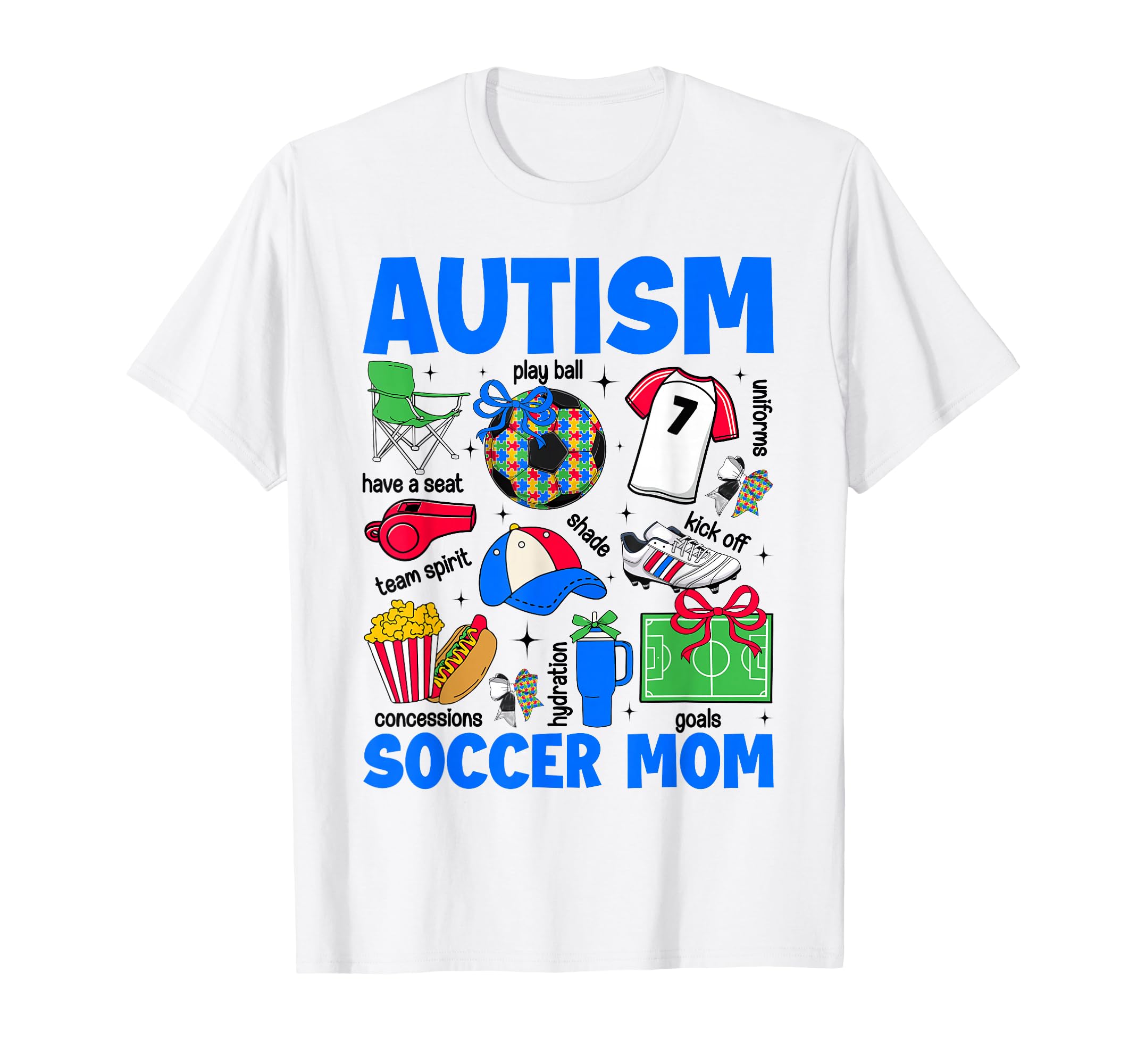 Autism Soccer Mom Mama Autism Awareness T-Shirt - Graphic Print for Adults - T-Shirt, Sweatshirt, Hoodie