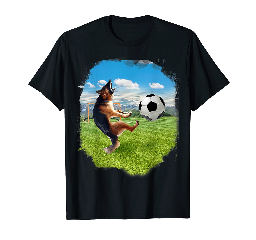 German Shepherd Dog Playing Soccer T-Shirt - Unique Graphic for Adults - T-Shirt, Sweatshirt, Hoodie