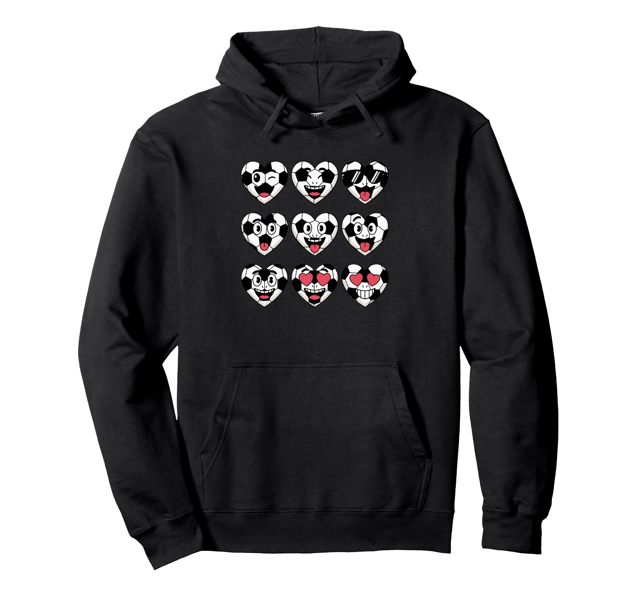 Soccer Heart Faces Football Love Hoodie - Trendy Graphic Unisex - T-Shirt, Sweatshirt, Hoodie