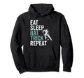 Eat Sleep Hat Trick Repeat Ice Hockey Hoodie - Streetwear Style Unisex - T-Shirt, Sweatshirt, Hoodie