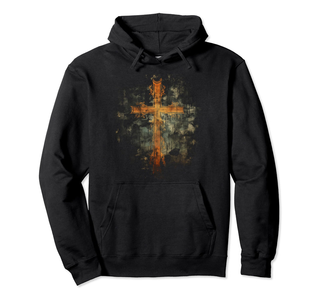 Cross Distressed 90S Goth Grunge Hoodie - Minimalist Print for Adults - T-Shirt, Sweatshirt, Hoodie