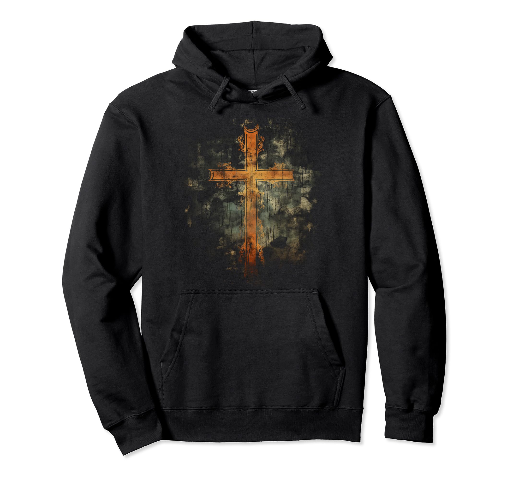 Cross Distressed 90S Goth Grunge Hoodie - Minimalist Print for Adults - T-Shirt, Sweatshirt, Hoodie