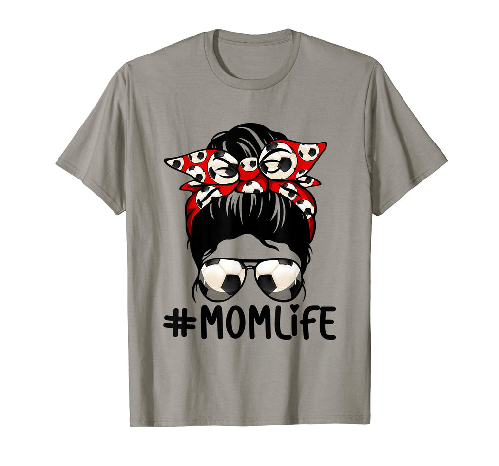 Soccer Messy Bun Proud Mom Baseball Scarf T-Shirt - Novelty Apparel Unisex - T-Shirt, Sweatshirt, Hoodie