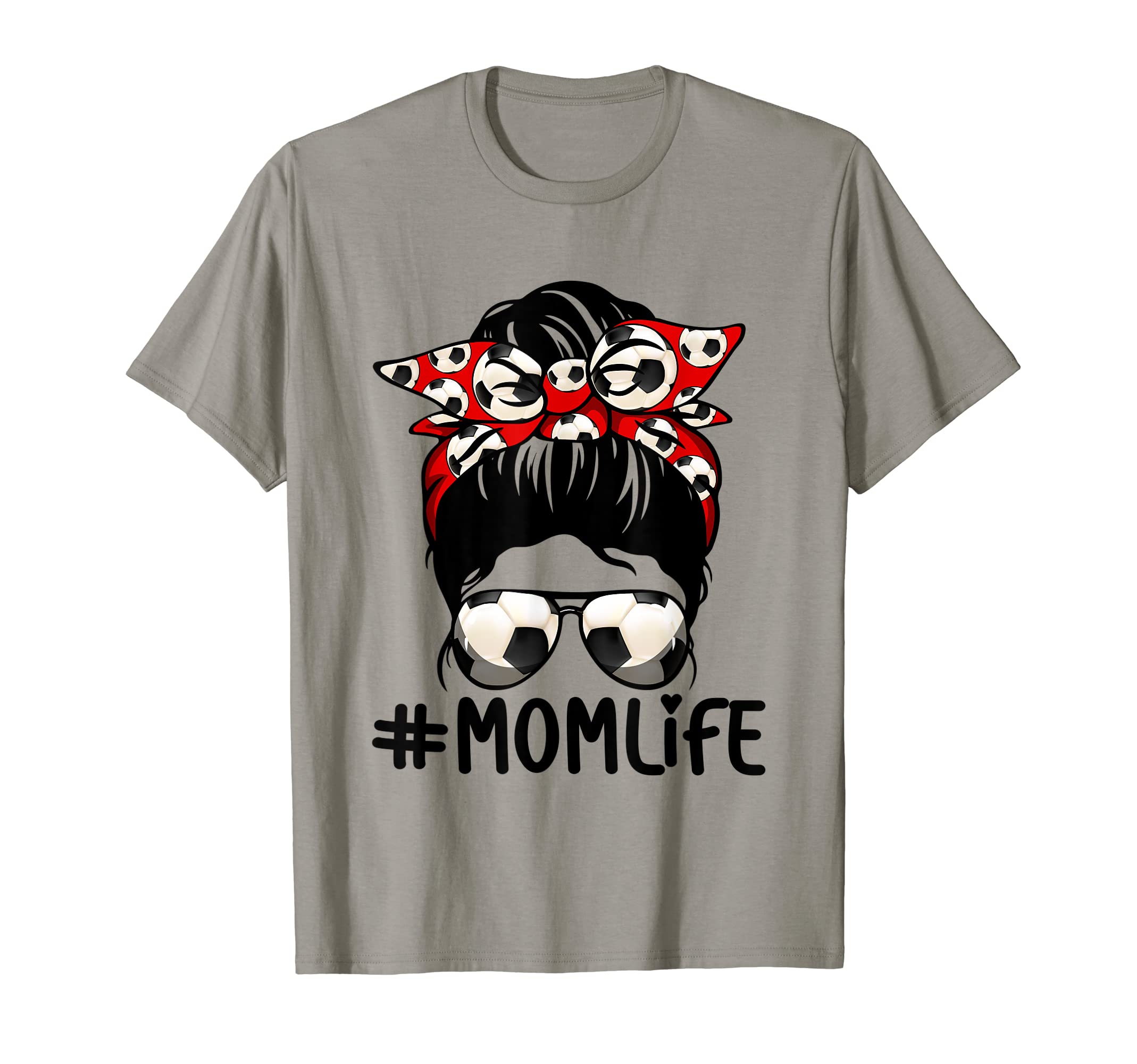 Soccer Messy Bun Proud Mom Baseball Scarf T-Shirt - Novelty Apparel Unisex - T-Shirt, Sweatshirt, Hoodie