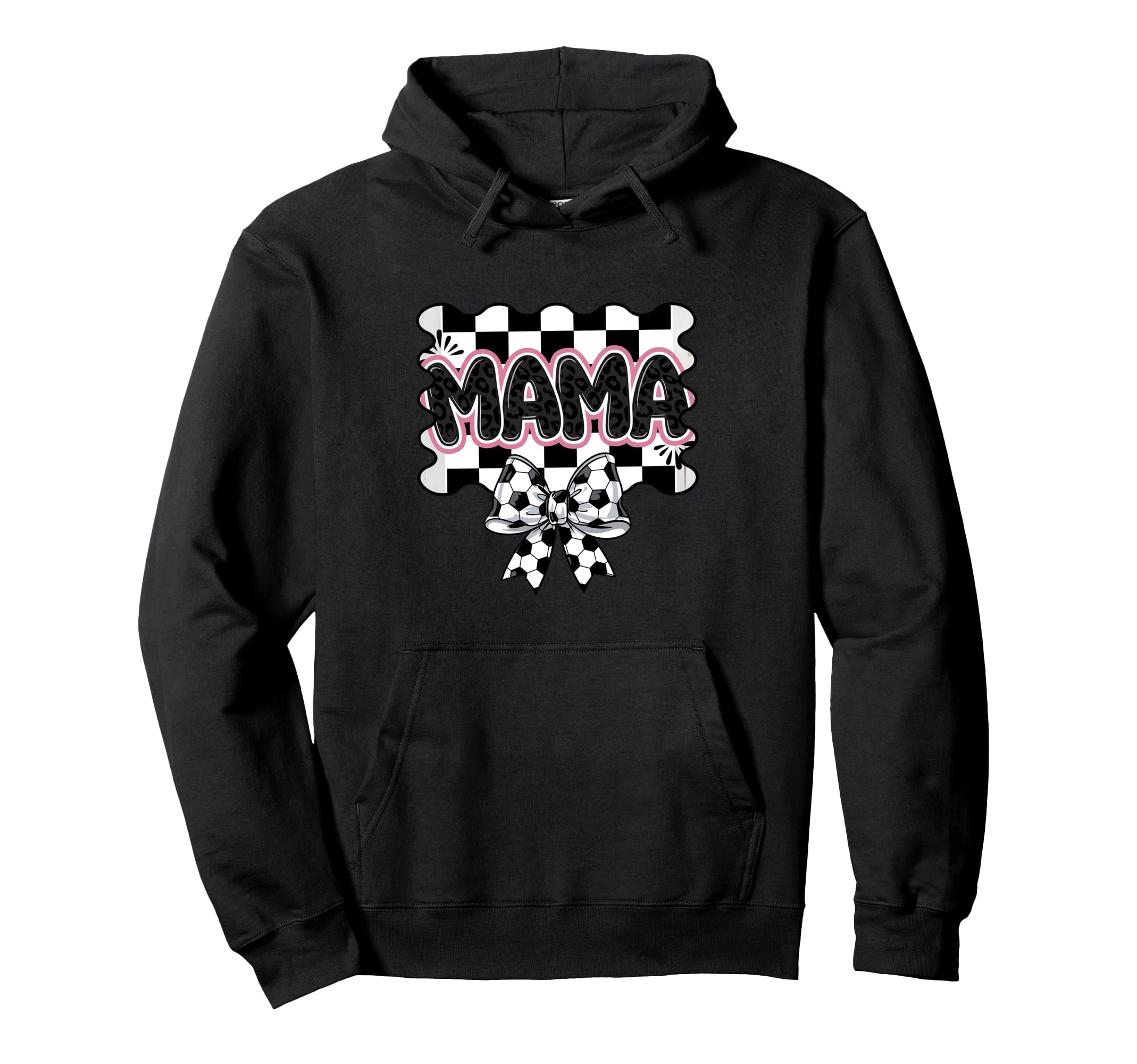 Checkered Soccer Mama Bow Leopard Hoodie - Casual Everyday Wear Men Women - T-Shirt, Sweatshirt, Hoodie