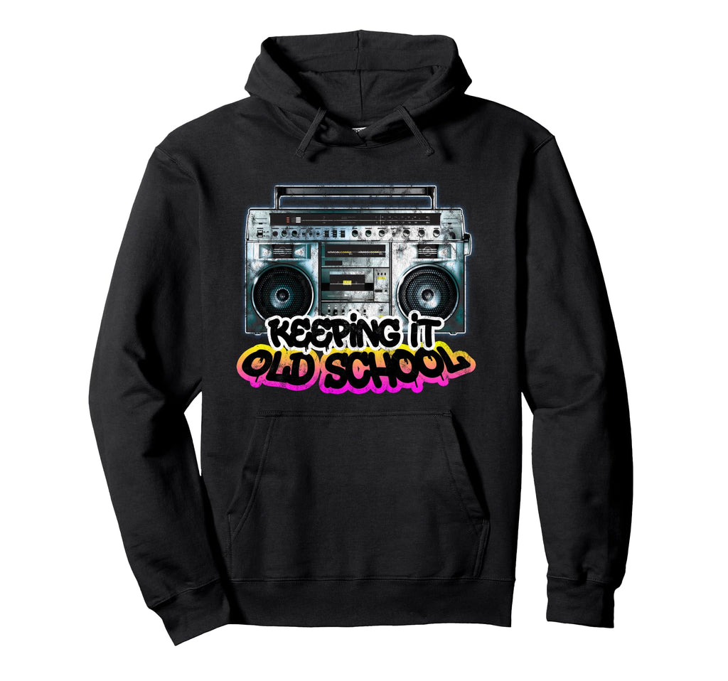 Keeping It Old School Boombox 80S Hoodie - Minimalist Print Unisex - T-Shirt, Sweatshirt, Hoodie