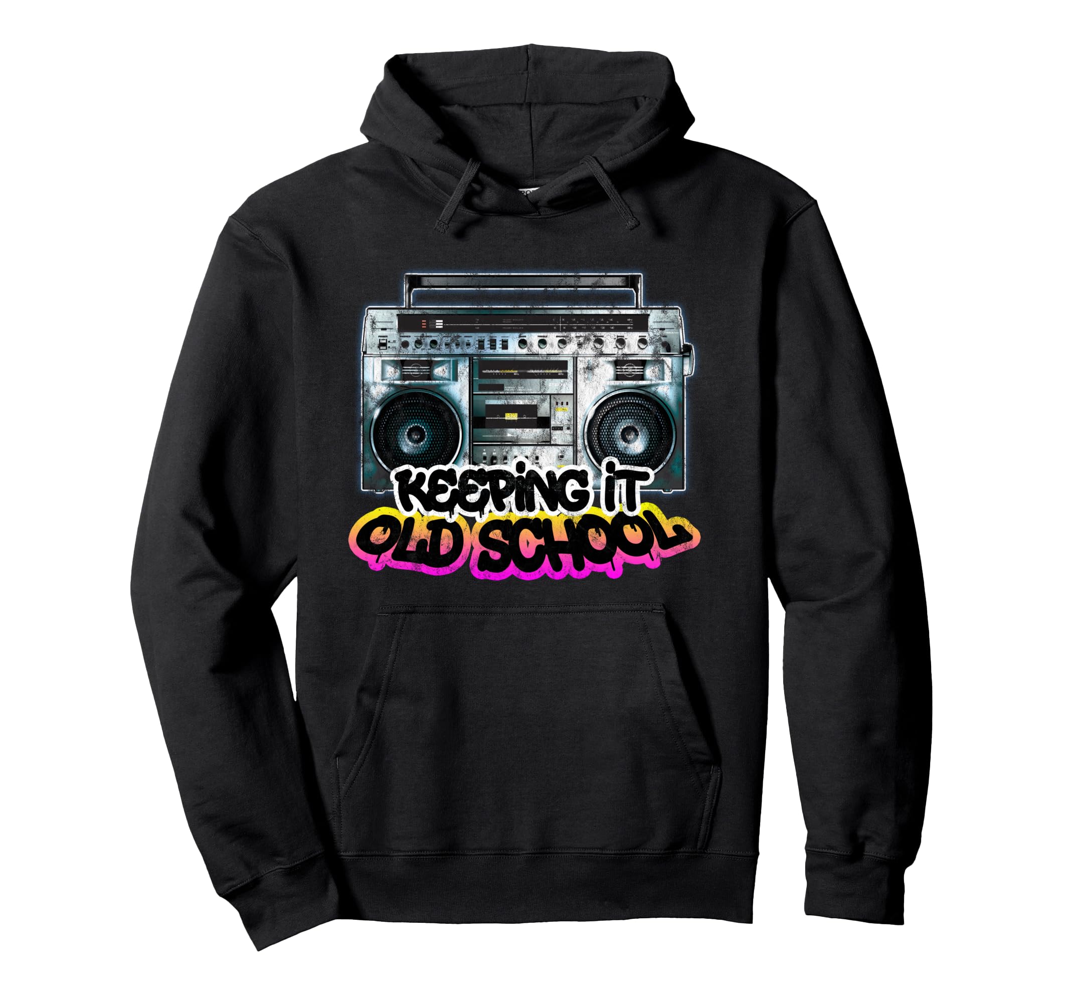Keeping It Old School Boombox 80S Hoodie - Minimalist Print Unisex - T-Shirt, Sweatshirt, Hoodie