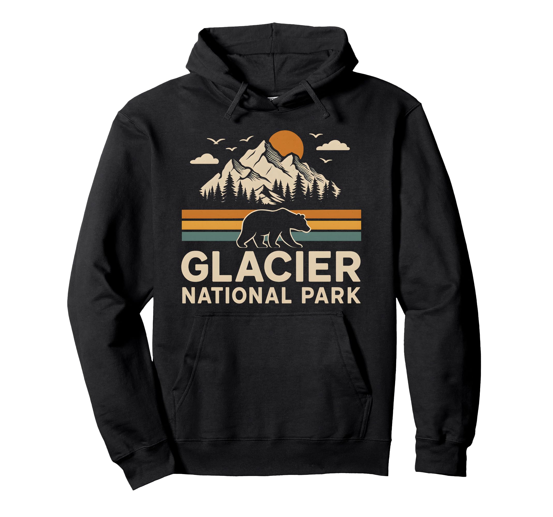 Glacier National Park Montana Outdoor Hoodie - Aesthetic Graphic Men Women - T-Shirt, Sweatshirt, Hoodie