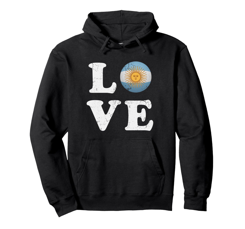Love Argentina Flag Soccer Ball Hoodie - Novelty Apparel for Adults - T-Shirt, Sweatshirt, Hoodie