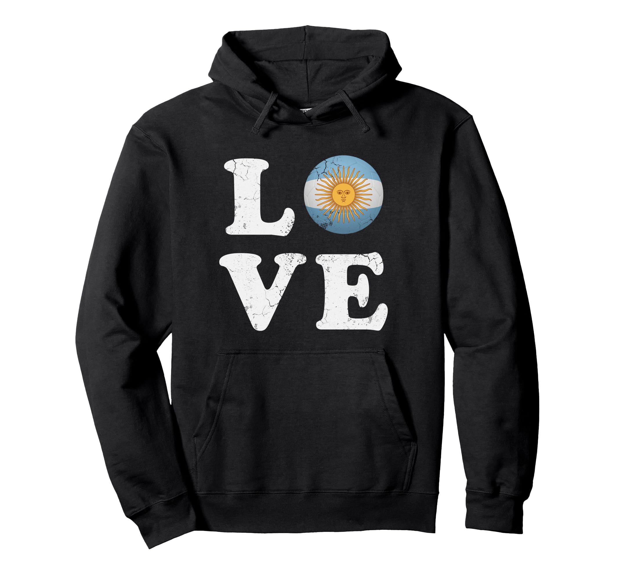 Love Argentina Flag Soccer Ball Hoodie - Novelty Apparel for Adults - T-Shirt, Sweatshirt, Hoodie