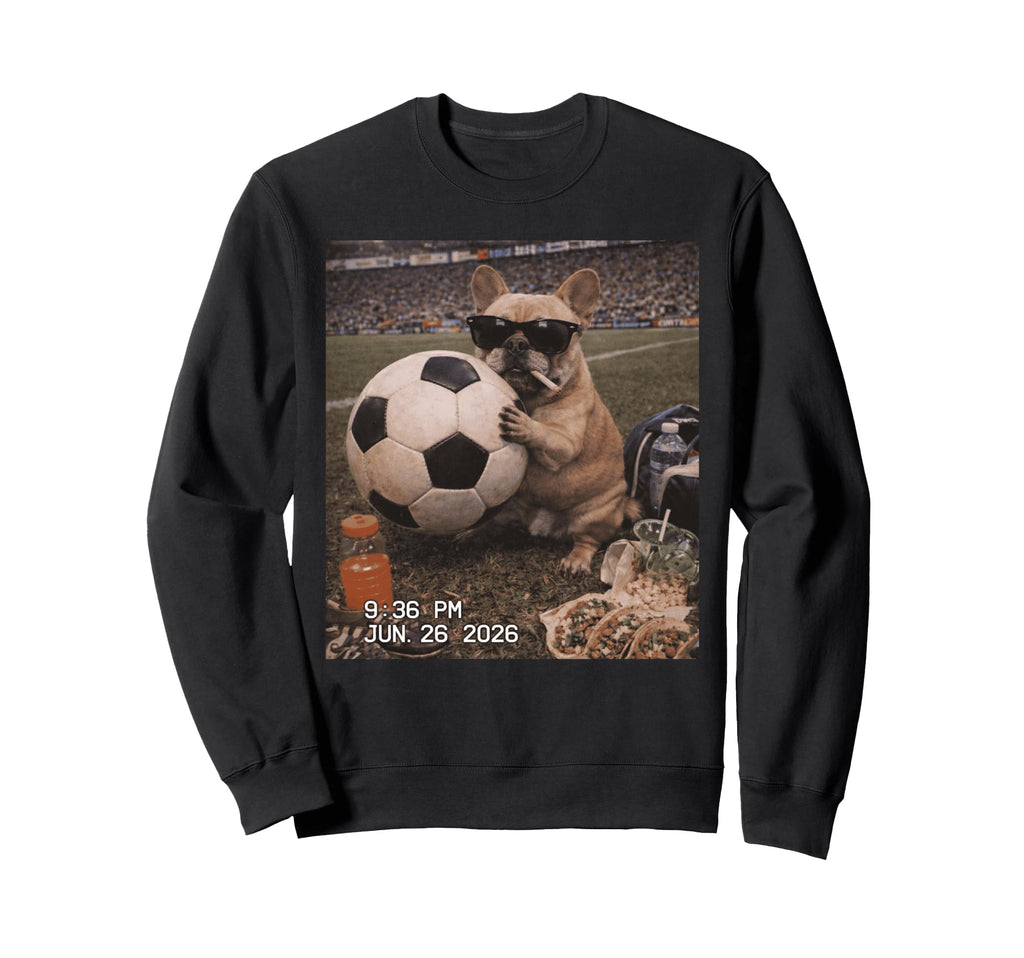 Funny French Bulldog Soccer Dog Sweatshirt - Custom Art Print Men Women - T-Shirt, Sweatshirt, Hoodie