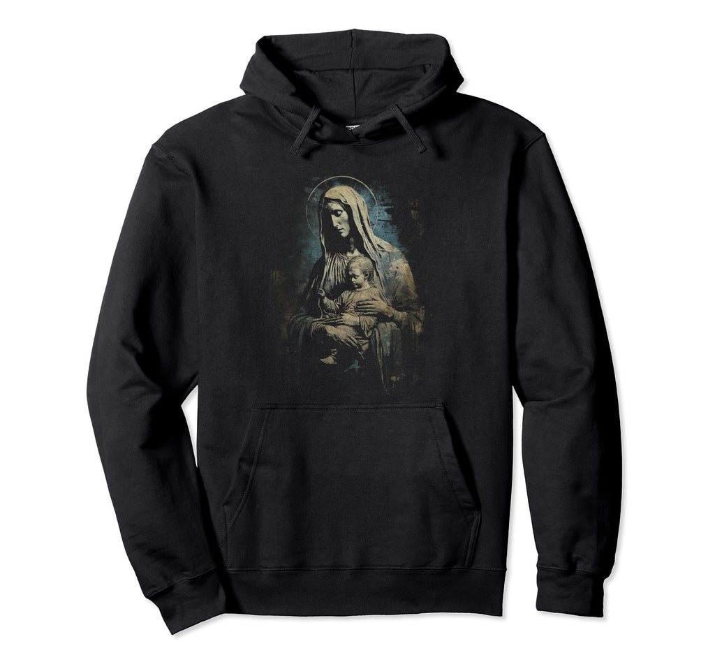 Mary Jesus Distressed 90S Goth Grunge Hoodie - Streetwear Style Men Women - T-Shirt, Sweatshirt, Hoodie