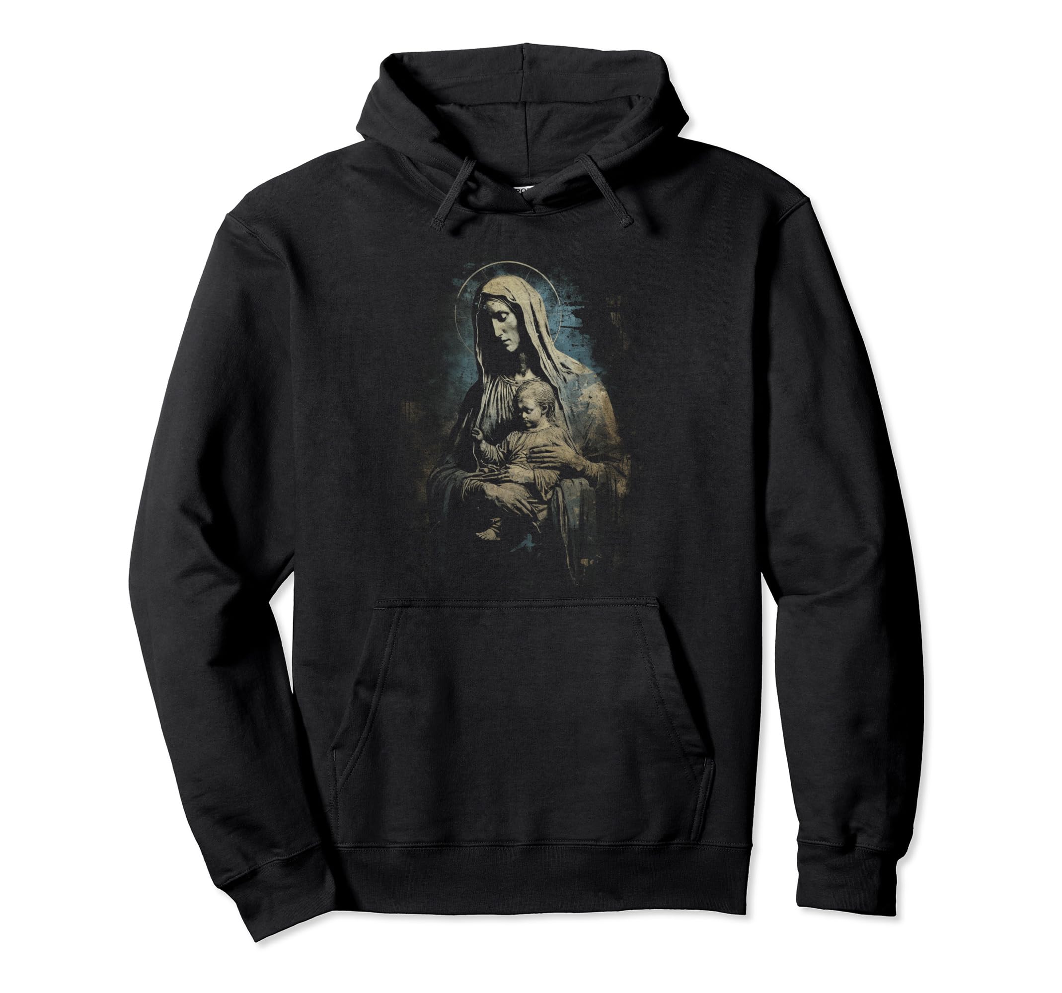 Mary Jesus Distressed 90S Goth Grunge Hoodie - Streetwear Style Men Women - T-Shirt, Sweatshirt, Hoodie