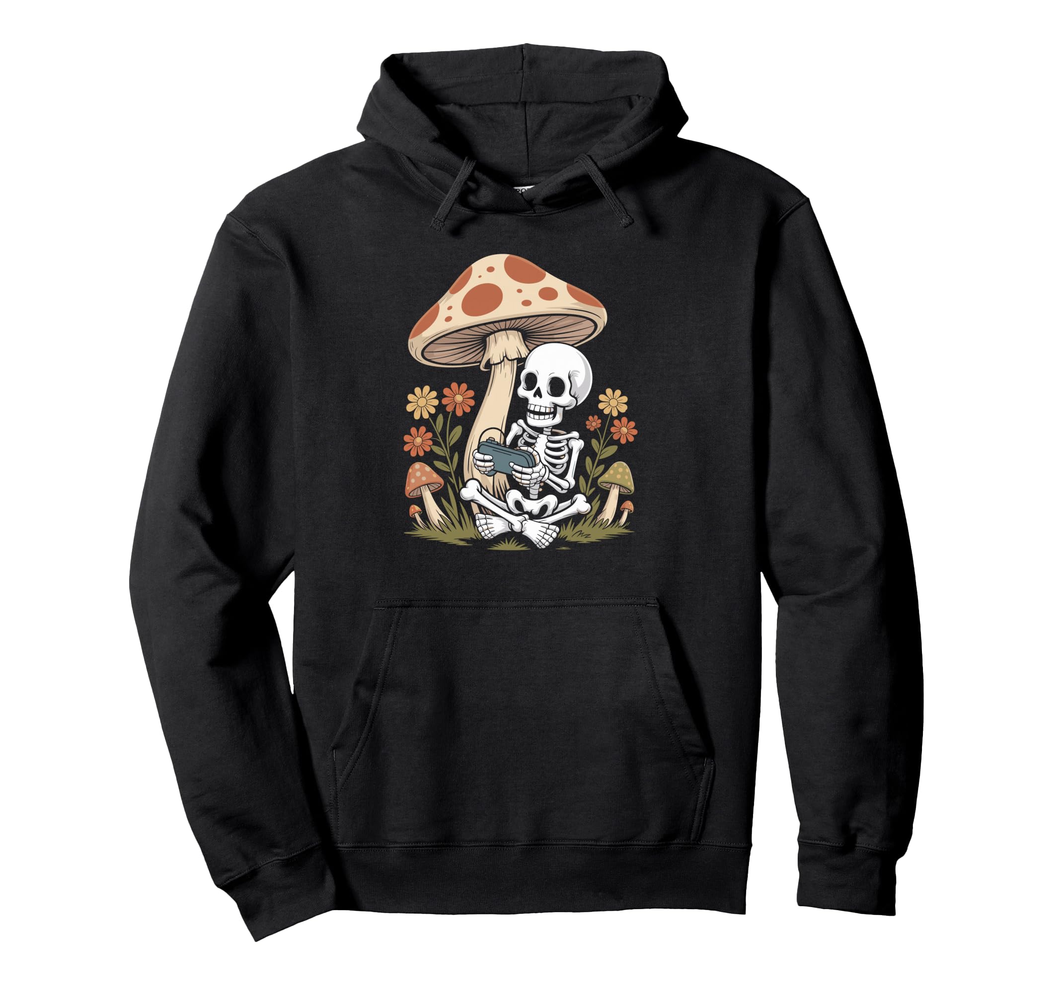 Spooky Gamer Skeleton Holding Hoodie - Novelty Apparel for Adults - T-Shirt, Sweatshirt, Hoodie