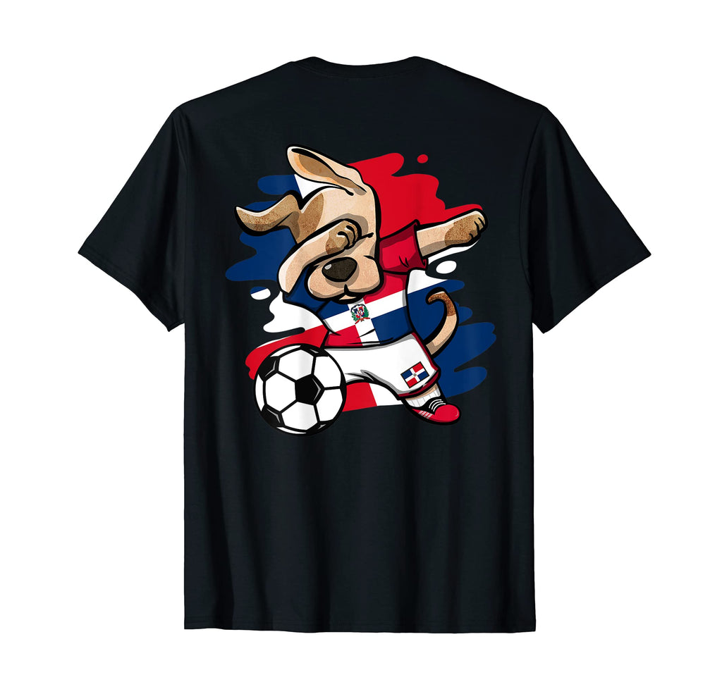 Dabbing Dog Dominican Republic Soccer T-Shirt - Unique Graphic for Adults - T-Shirt, Sweatshirt, Hoodie