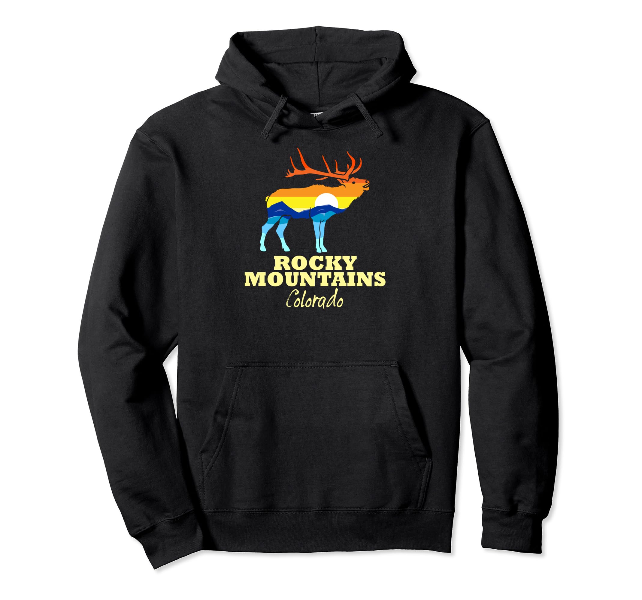 Rocky Mountains National Park Elk Hoodie - Unique Graphic for Adults - T-Shirt, Sweatshirt, Hoodie
