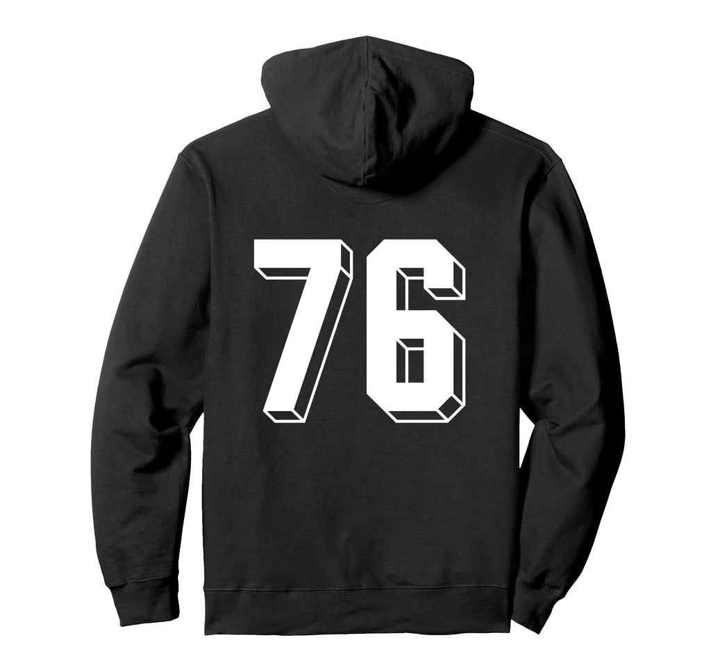 Number 76 Backside 80S 90S Team Hoodie - Streetwear Style for Adults - T-Shirt, Sweatshirt, Hoodie