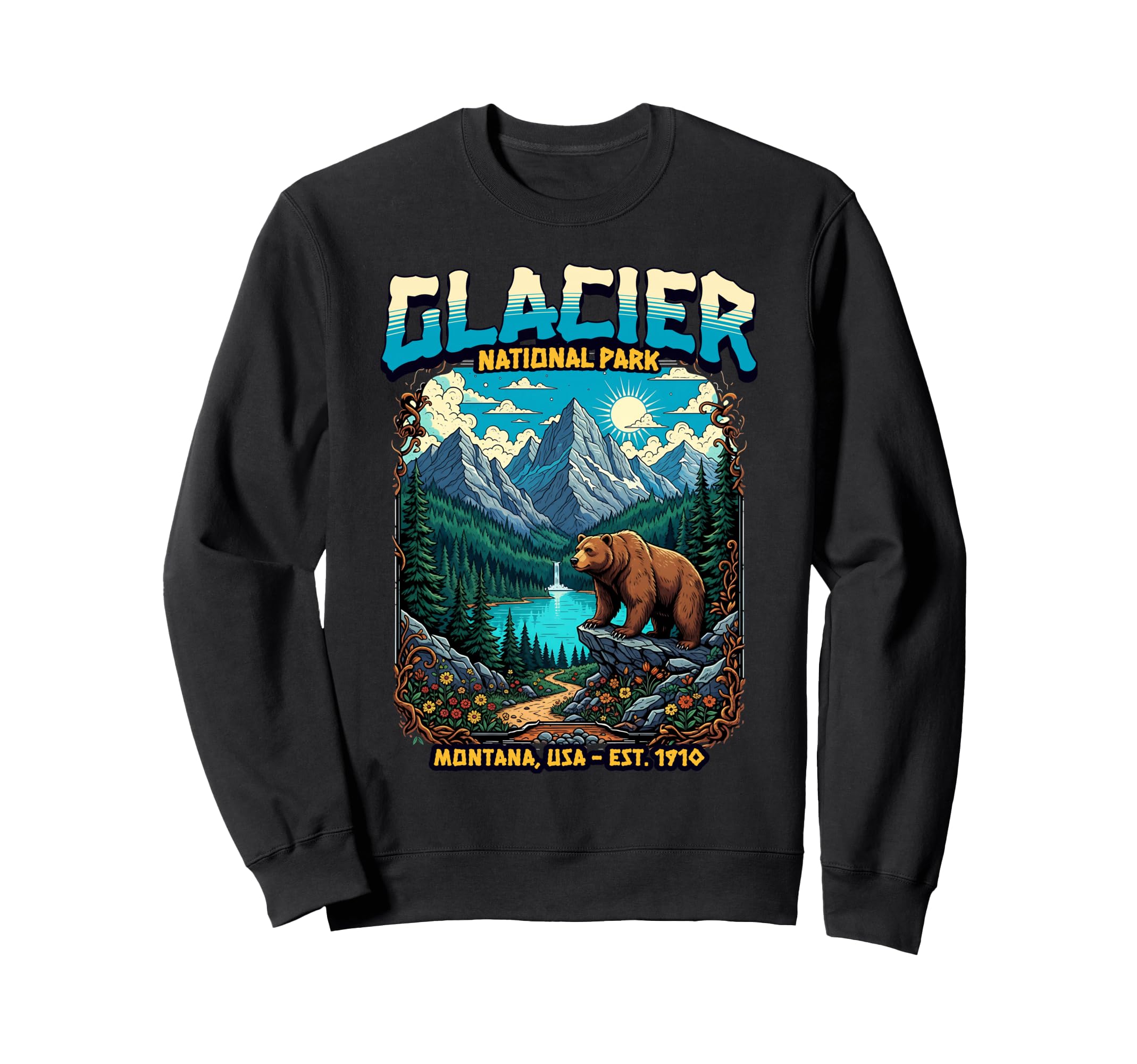 Glacier National Park Montana Usa Sweatshirt - Aesthetic Graphic Unisex - T-Shirt, Sweatshirt, Hoodie