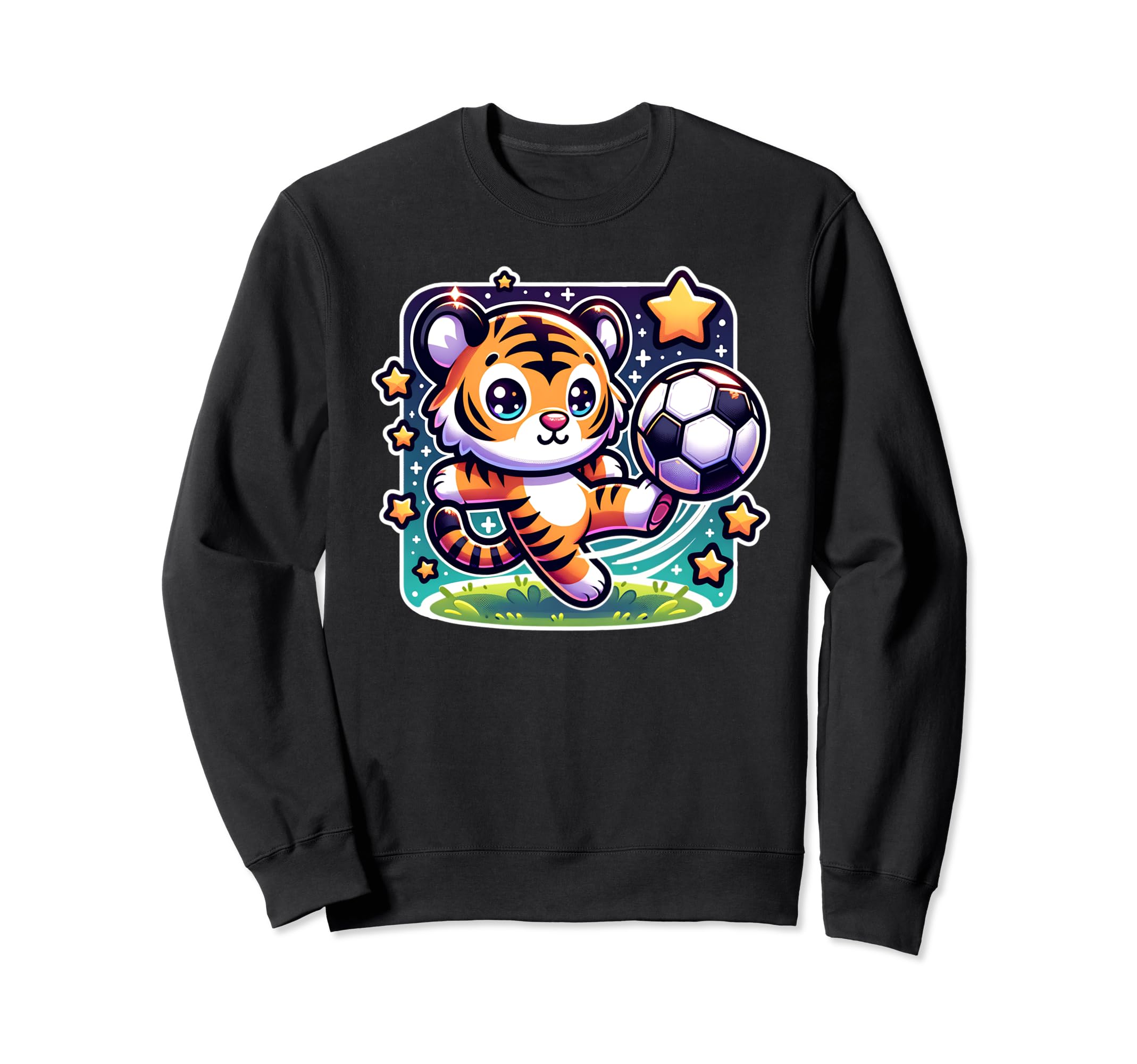 Tiger Soccer Player Kicking Soccer Sweatshirt - Streetwear Style Men Women - T-Shirt, Sweatshirt, Hoodie