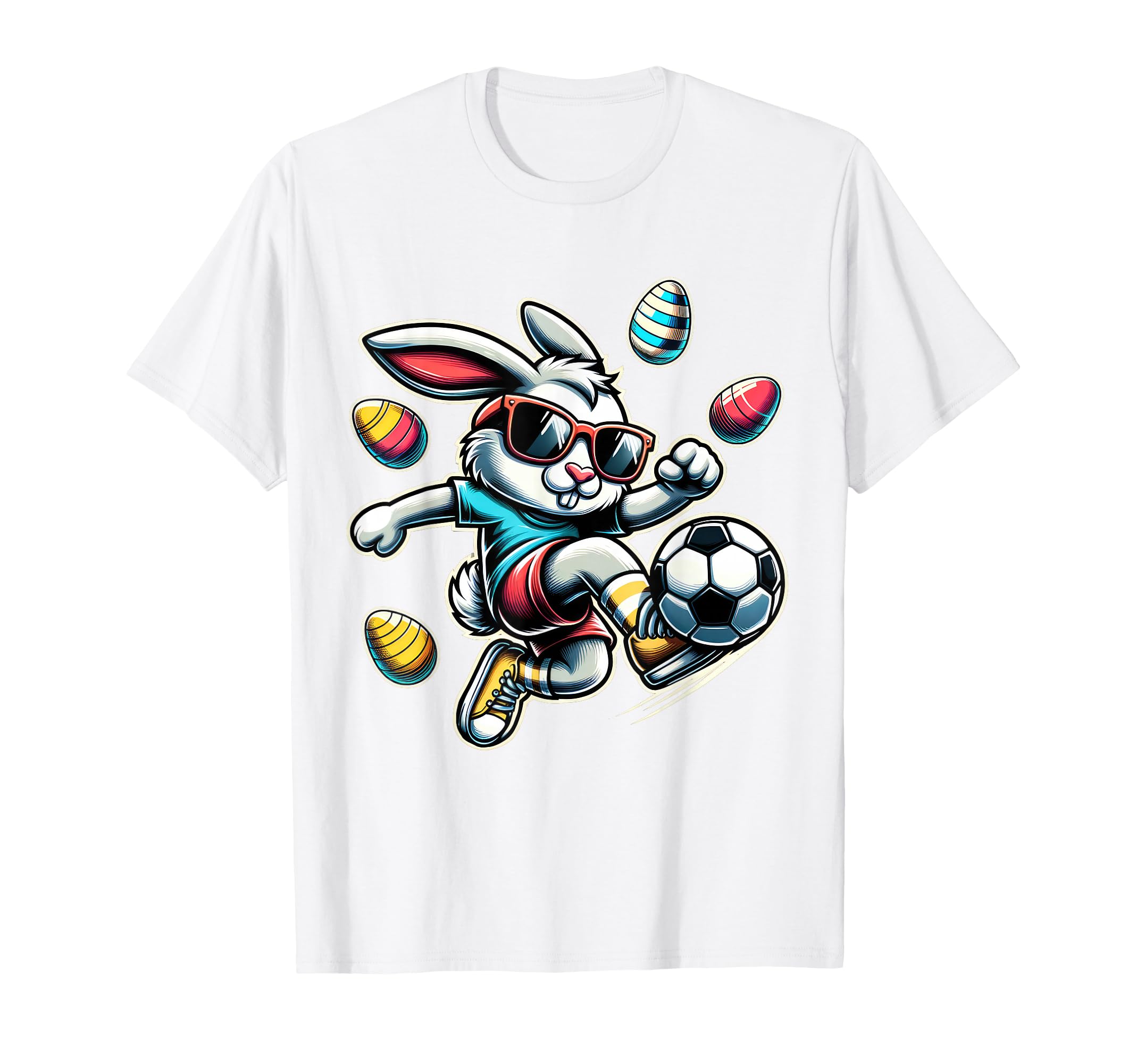 Happy Easter Soccer Easter Bunny T-Shirt - Custom Art Print for Adults - T-Shirt, Sweatshirt, Hoodie
