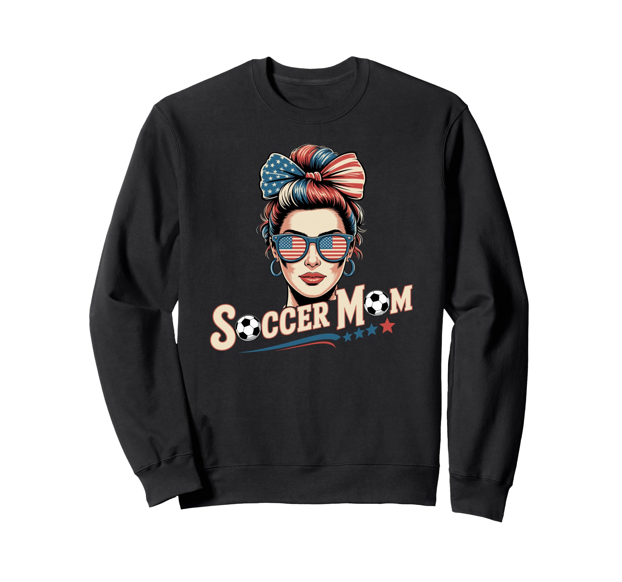 Patriotic Soccer Mom American Flag Sweatshirt - Graphic Print Men Women - T-Shirt, Sweatshirt, Hoodie