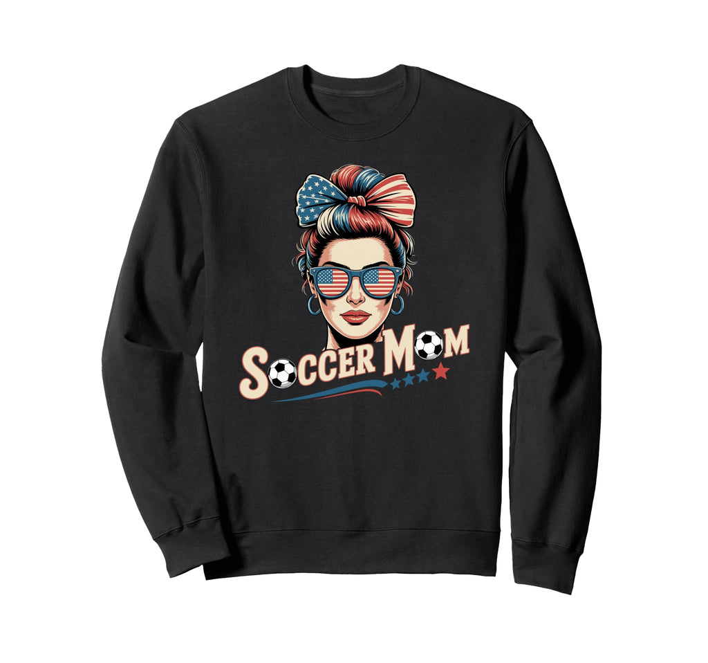 Patriotic Soccer Mom American Flag Sweatshirt - Minimalist Print Men Women - T-Shirt, Sweatshirt, Hoodie