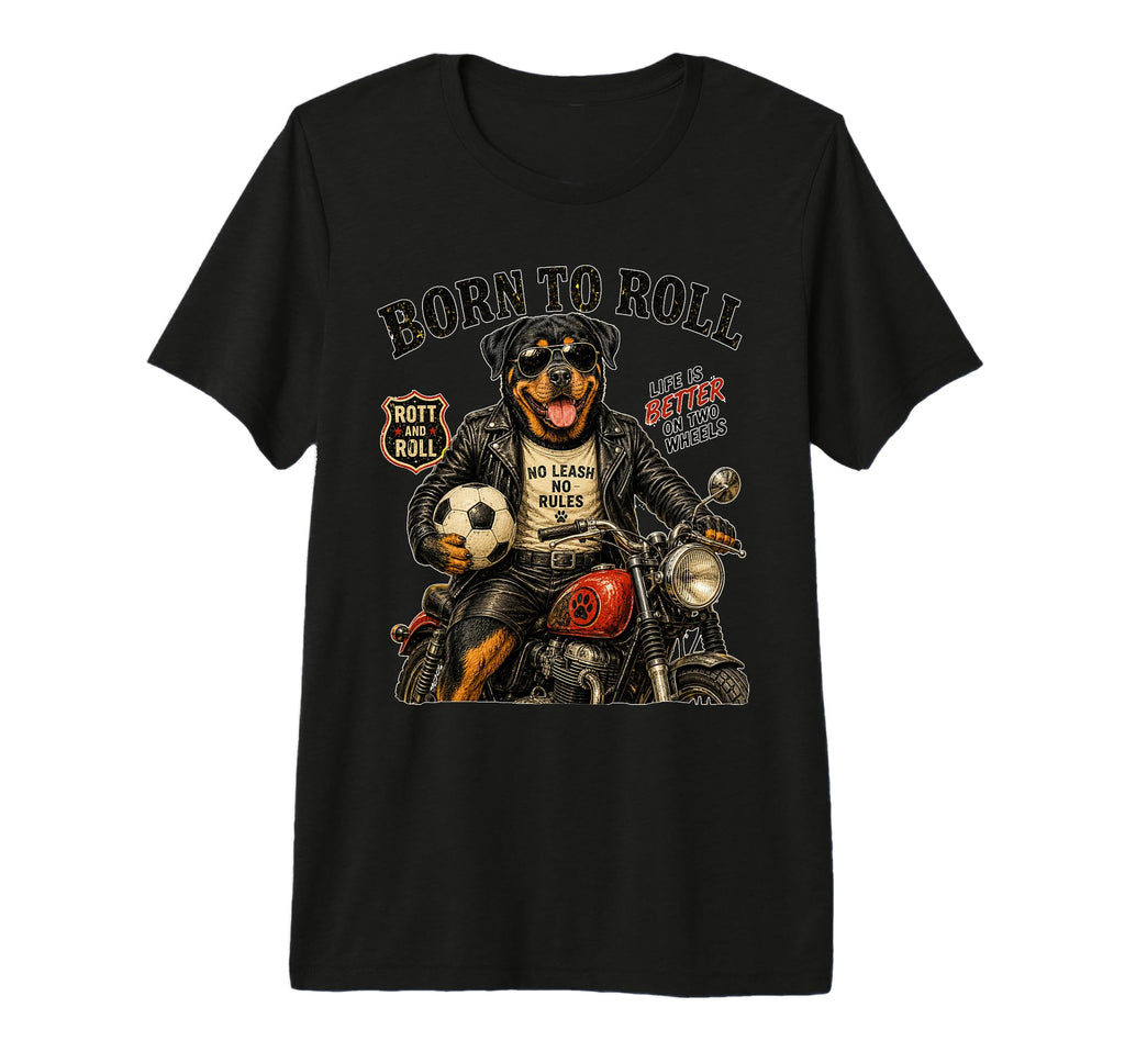 Rottweiler Motorbike Love Footbal Soccer T-Shirt - Graphic Print Men Women - T-Shirt, Sweatshirt, Hoodie