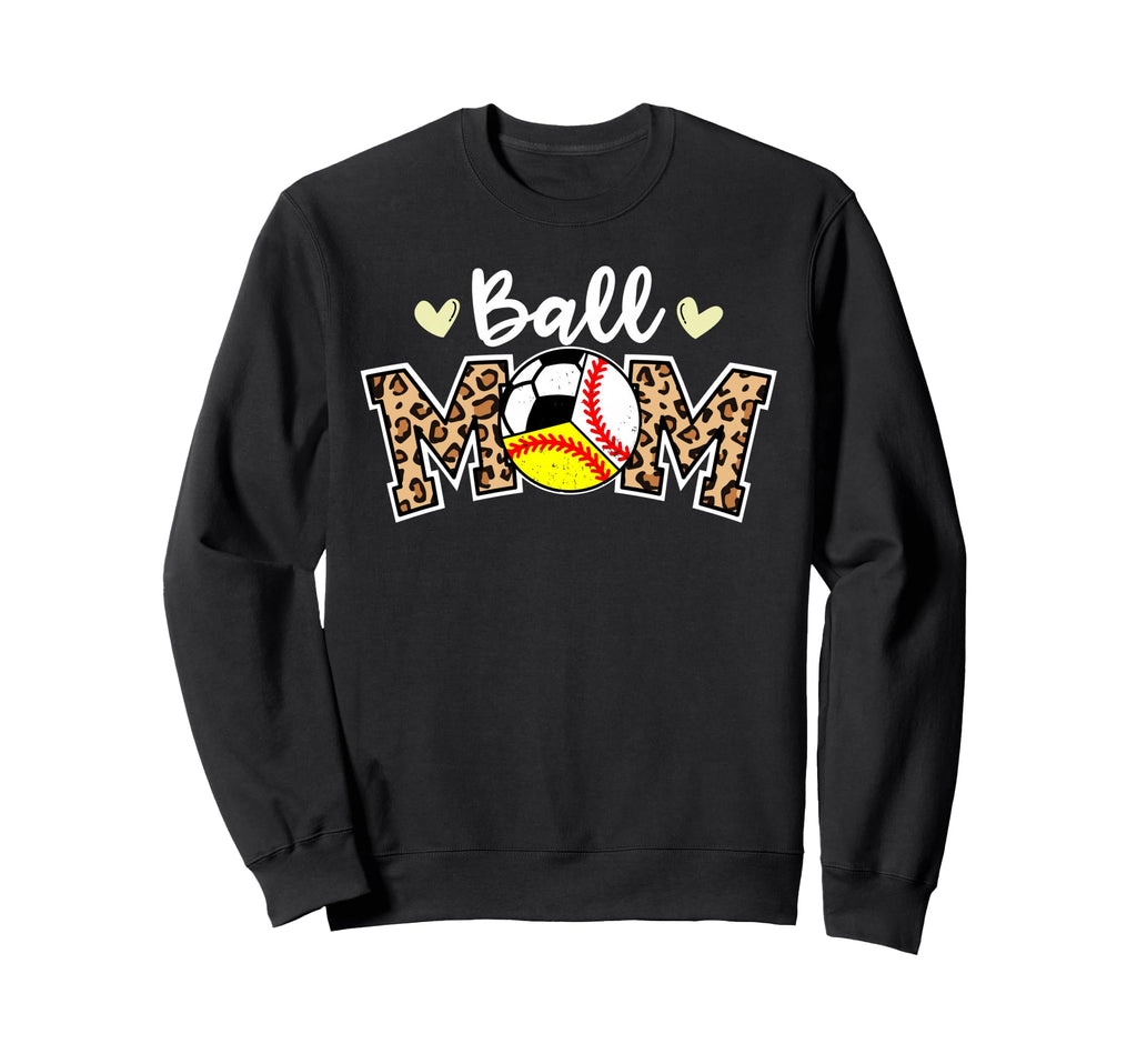 Ball Mom Leopard Baseball Sweatshirt - Aesthetic Graphic Men Women - T-Shirt, Sweatshirt, Hoodie