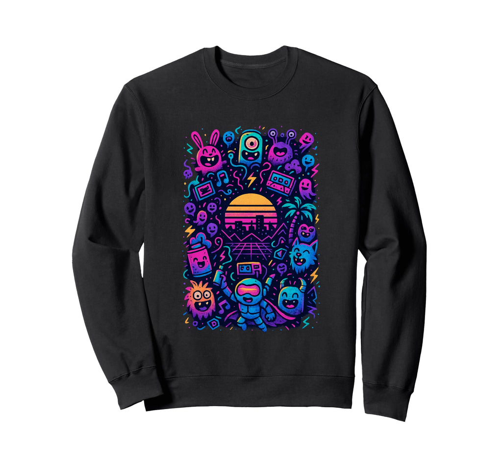 80S Synthwave Sweatshirt - Novelty Apparel Unisex - T-Shirt, Sweatshirt, Hoodie