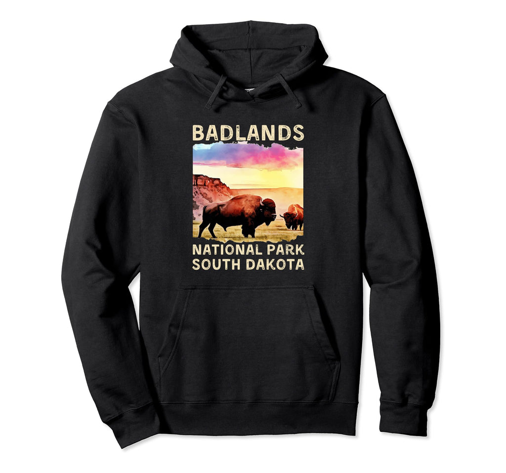 Badlands National Park South Dakota Bison Hoodie - Minimalist Print Unisex - T-Shirt, Sweatshirt, Hoodie