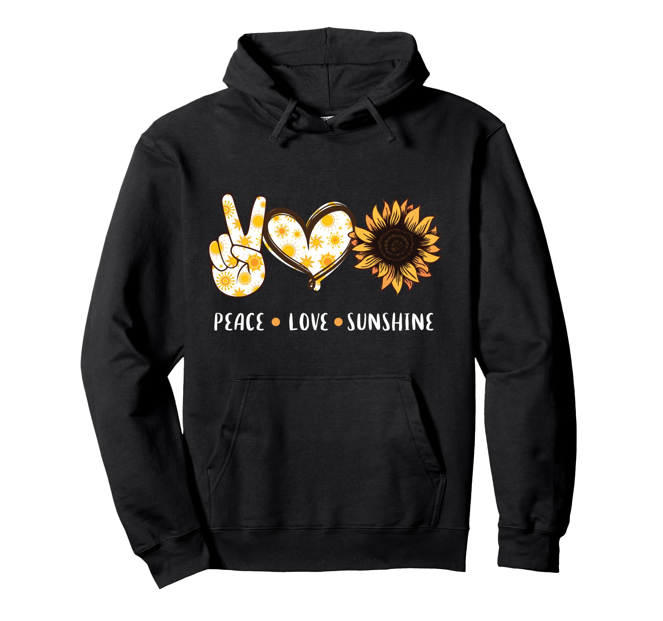 Peace Love Sunshine Sunflower Hippie Hoodie - Minimalist Print Men Women - T-Shirt, Sweatshirt, Hoodie