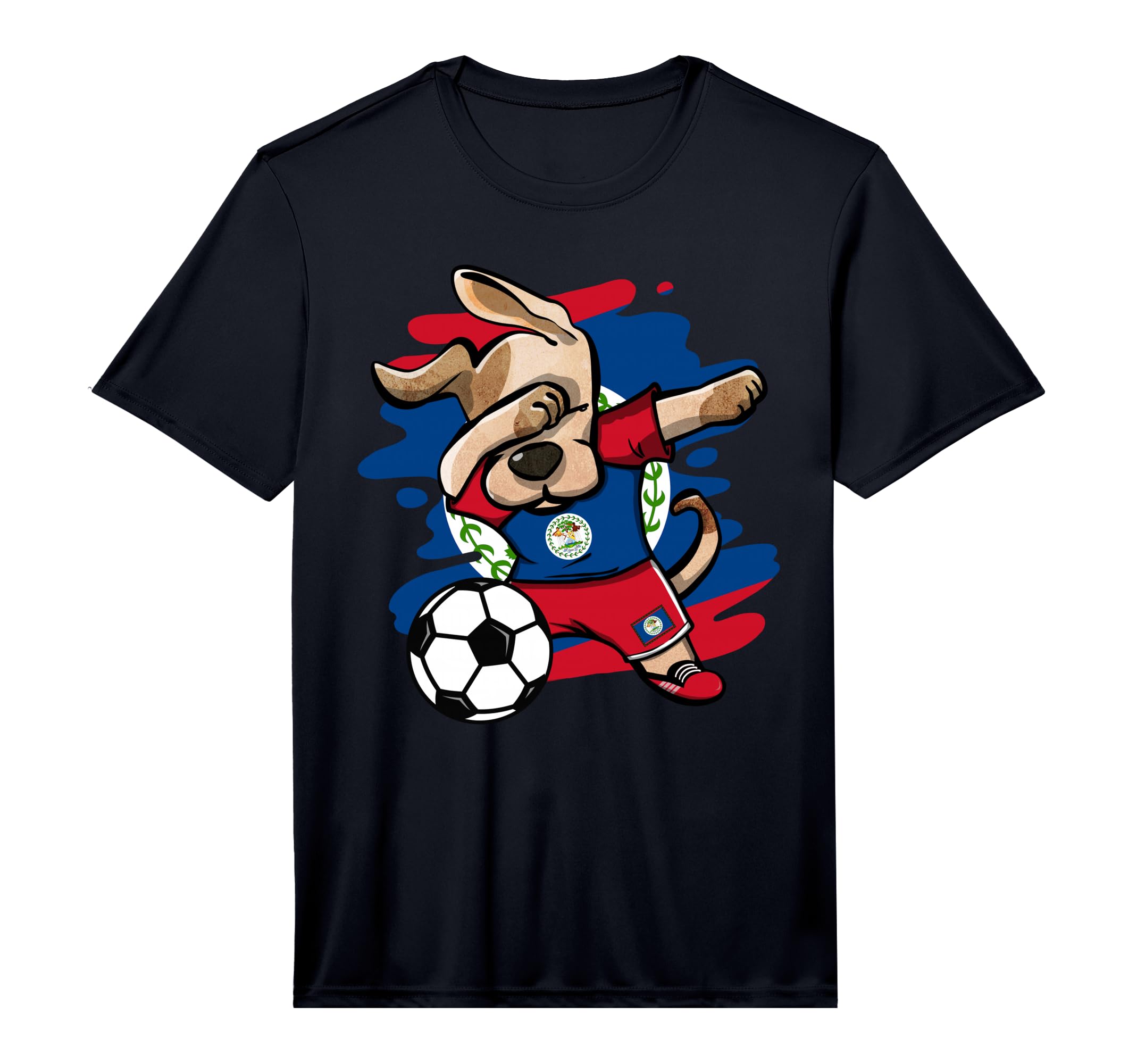Dabbing Dog Belize Soccer Fans T-Shirt - Minimalist Print for Adults - T-Shirt, Sweatshirt, Hoodie