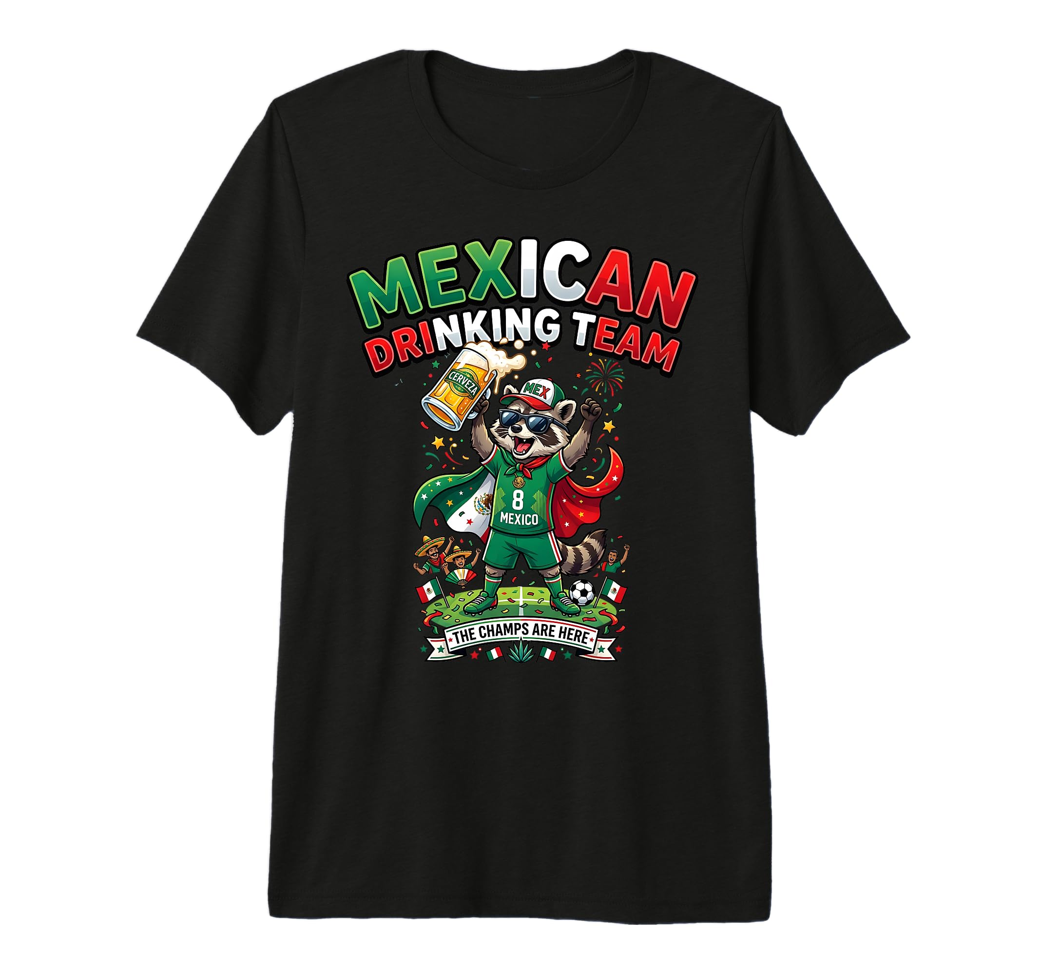 Funny Raccoon Mexican Drinking Cup Team T-Shirt - Trendy Graphic Unisex - T-Shirt, Sweatshirt, Hoodie