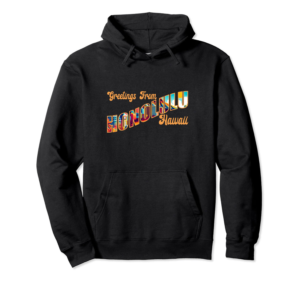 Postcard Honolulu Hawaii Souvenir Hoodie - Casual Everyday Wear Men Women - T-Shirt, Sweatshirt, Hoodie