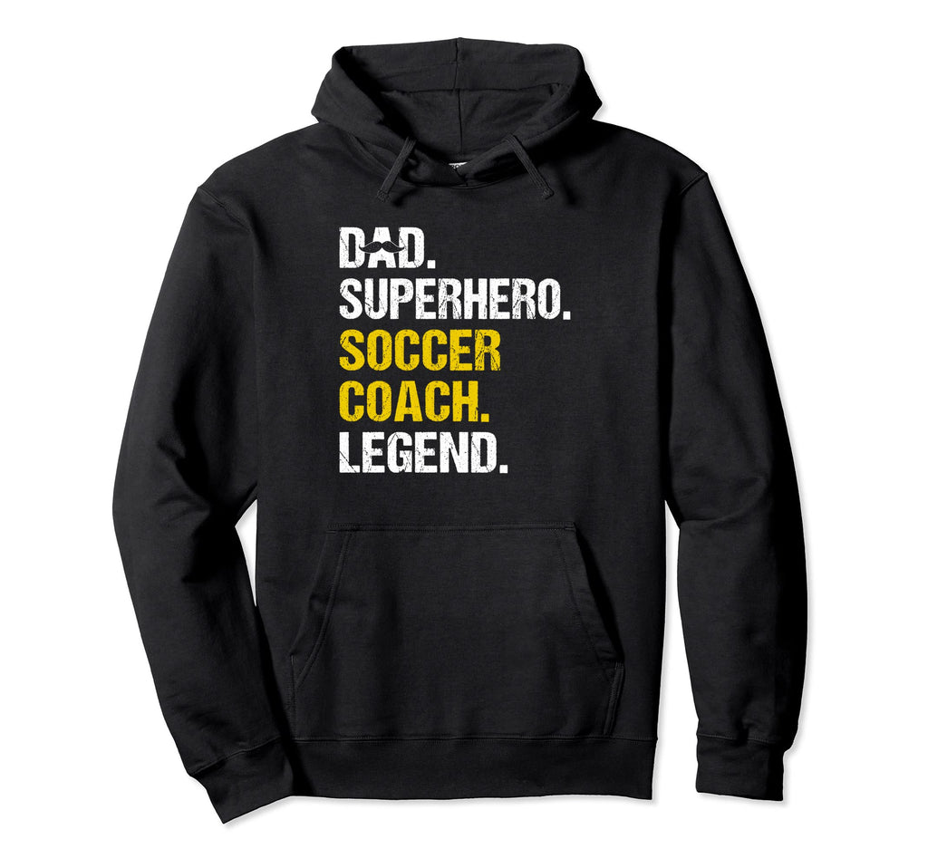 Dad Superhero Soccer Coach Funny Soccer Hoodie - Graphic Print for Adults - T-Shirt, Sweatshirt, Hoodie