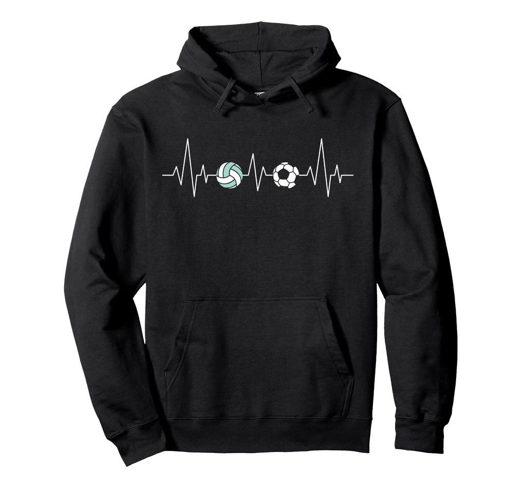 Soccer Volleyball Heartbeat Funny Sport Hoodie - Novelty Apparel for Adults - T-Shirt, Sweatshirt, Hoodie