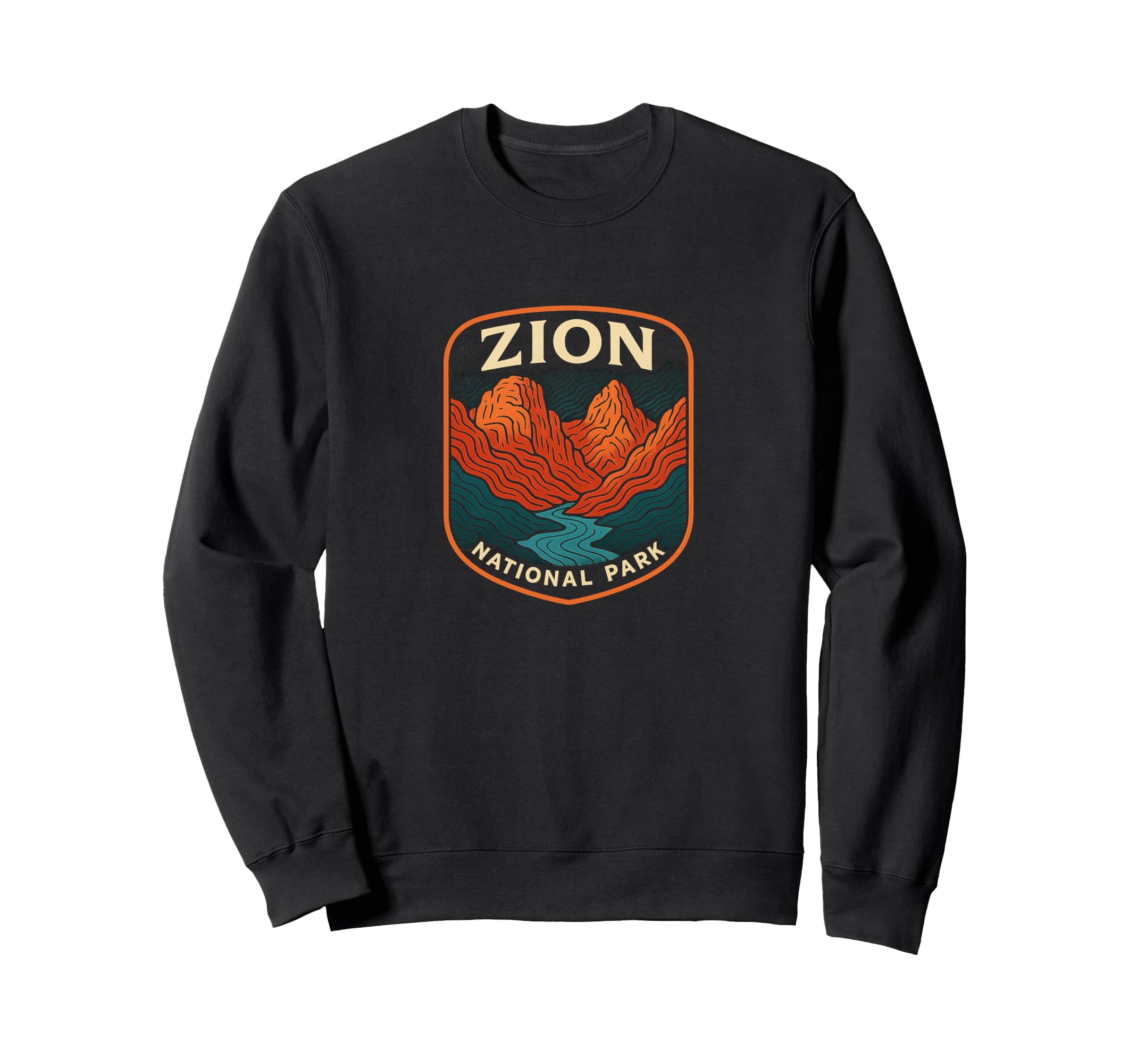 Zion National Park Topographic Badge Sweatshirt - Trendy Graphic Unisex - T-Shirt, Sweatshirt, Hoodie
