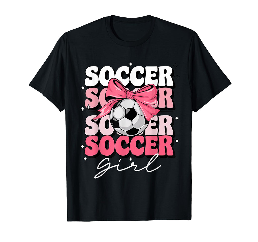 Groovy Soccer Coquette Bow Soccer T-Shirt - Fun Novelty Design for Adults - T-Shirt, Sweatshirt, Hoodie