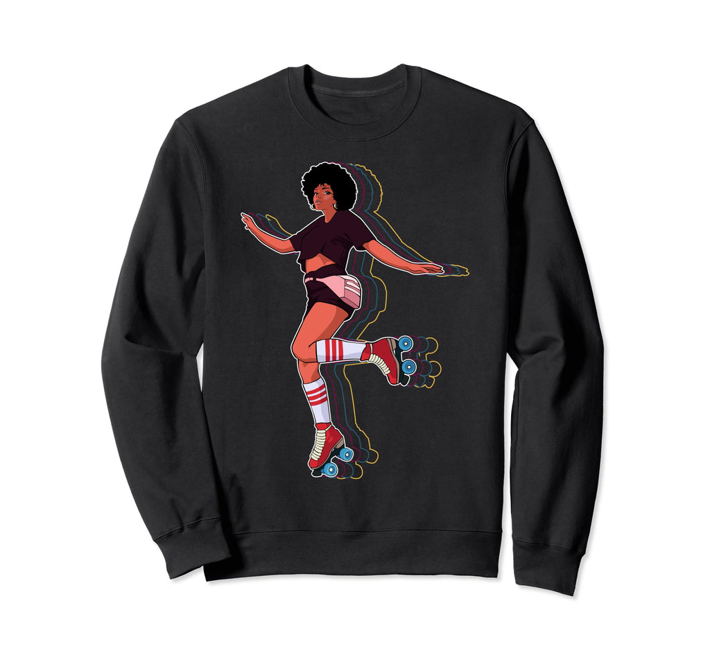 Afro Groove Roller Skate 80S 70S Disco Sweatshirt - Novelty Apparel Unisex - T-Shirt, Sweatshirt, Hoodie
