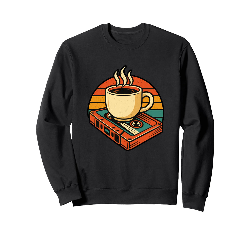 Coffee And Vinyl Cassette Tape Sweatshirt - Casual Everyday Wear for Adults - T-Shirt, Sweatshirt, Hoodie