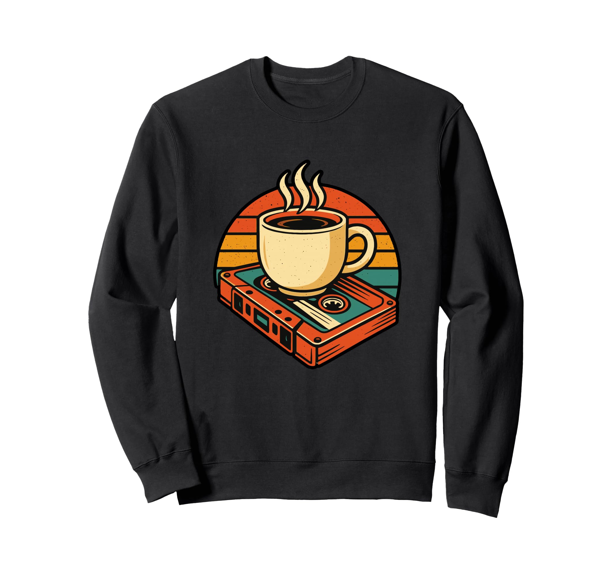 Coffee And Vinyl Cassette Tape Sweatshirt - Casual Everyday Wear for Adults - T-Shirt, Sweatshirt, Hoodie