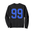 Distressed Royal Blue Number 99 Jersey Sweatshirt - Novelty Apparel Unisex - T-Shirt, Sweatshirt, Hoodie